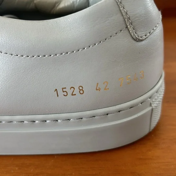 Men's COMMON PROJECTS 'Achilles' Gray Leather Sneakers Size US 9 EUR 42 - Picture 5 of 5